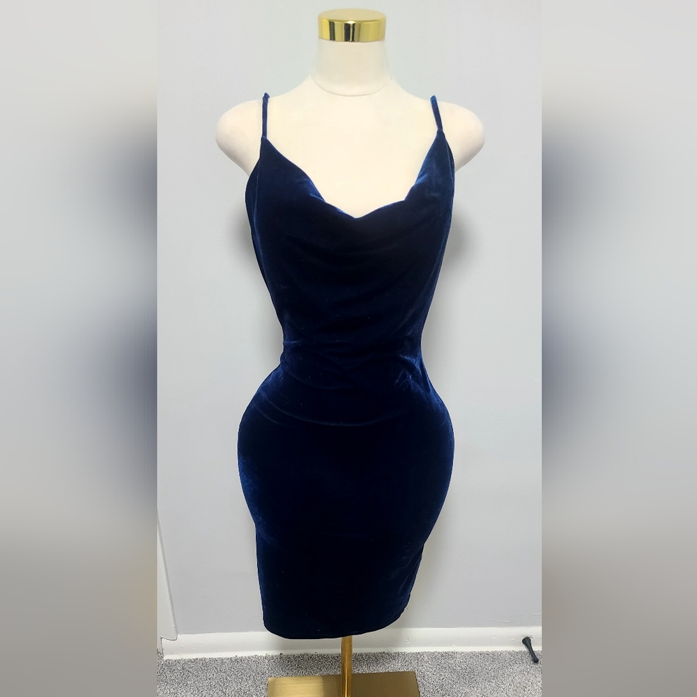Windsor Large Blue Velvet Mini Dress
